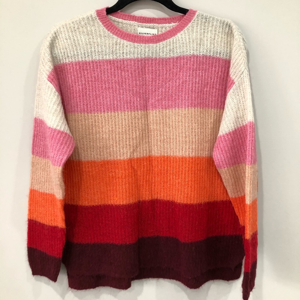 Silverflint alpaca wool blend oversized colorblock sweater